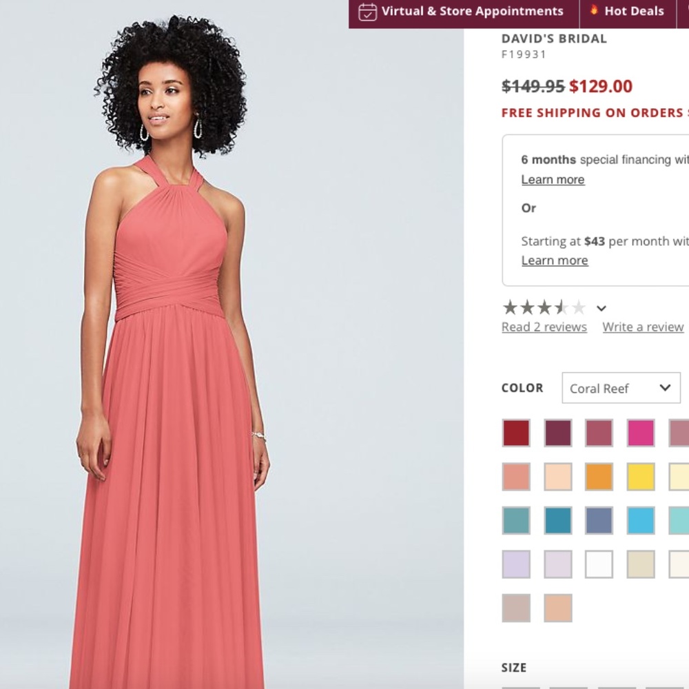 David's Bridal High-Neck Mesh Bridesmaid Dress